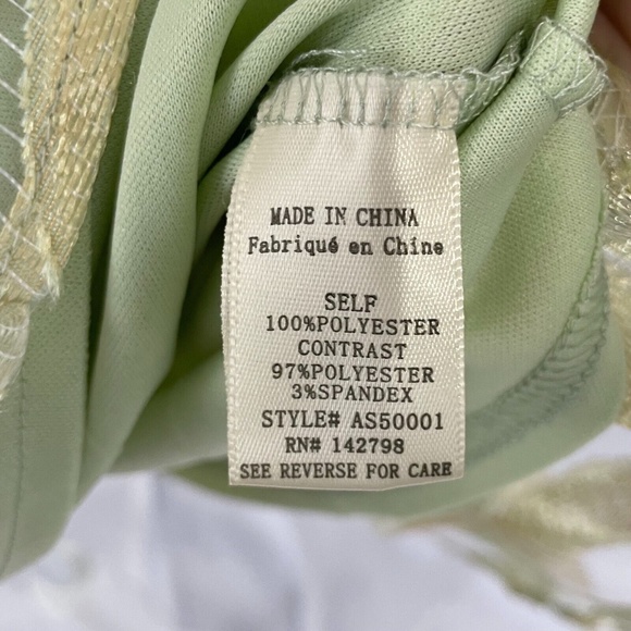 New LoveRiche Embroidered Sheer Overlay Full Mini Skirt Metallic Lime Size Large - Picture 11 of 12